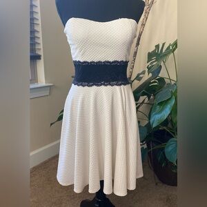 Wild Daisy Strapless White Dress with Black Lace Waist